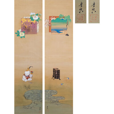 柴田是真筆 五節句図双幅（共箱）