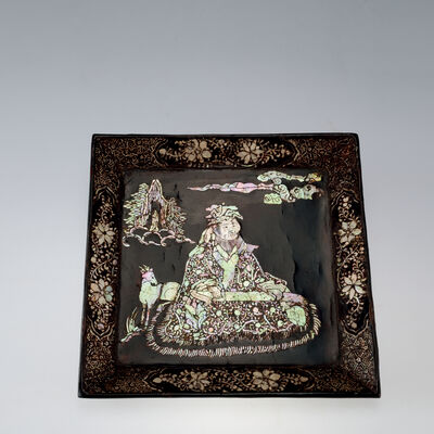 元　青貝寿老人香盆2025大阪PAC画廊展示品（元箱共布）