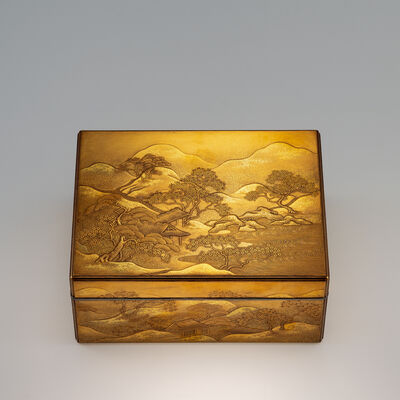 金蒔絵山水図香盒（木箱）