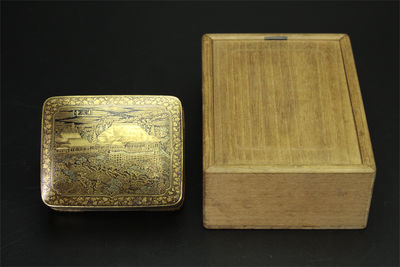 京都駒井製 清水寺金象嵌香盒（箱付）