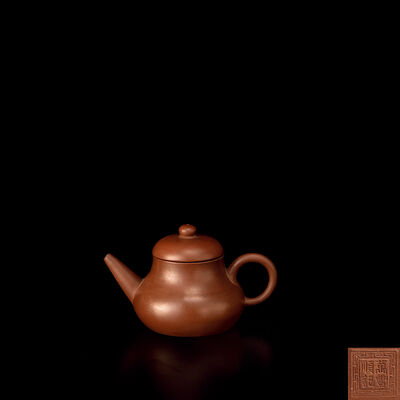 「萬豊順記」紫泥急須　在銘（収蔵箱）