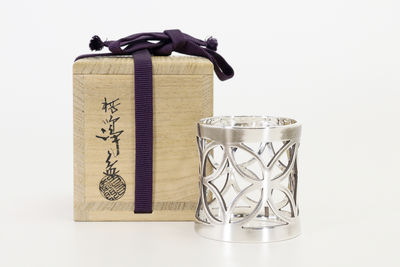 凈益造 七寶形純銀蓋置（共箱）