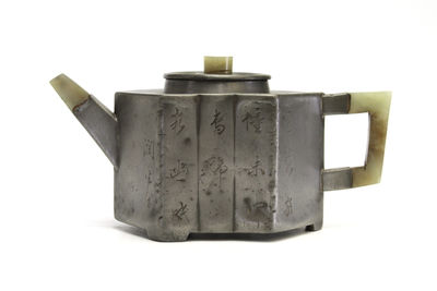 壺嘴、提、摘嵌玉 錫壺