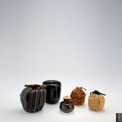 洪塘窯　小倉山丸壺茶入2点　替袋添（元箱）