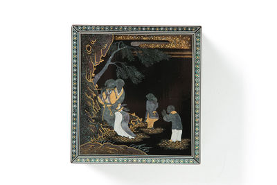 黒漆嵌螺鈿人物紋 寶箱