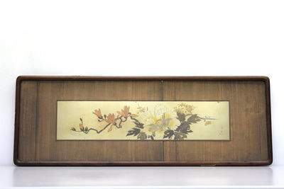 太田春景 在銘 彩金繪花紋 額匾一對