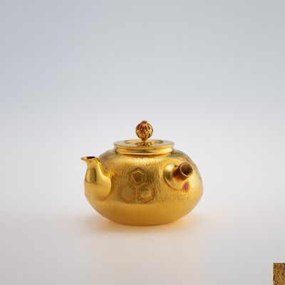 水口進（久進）作　純金急須（箱付）