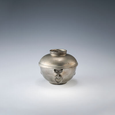 鼎式三環耳錫茶罐　内塗金