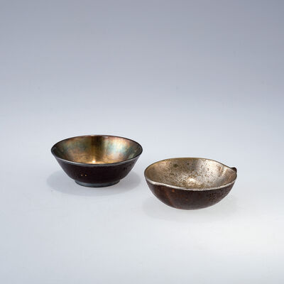 鈴木光弘作 内金張鉄盃两点（共箱）