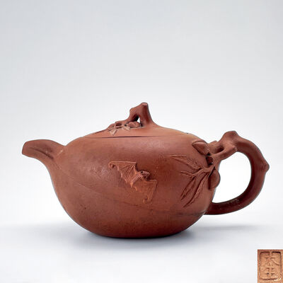 蓋内大生 紫泥 蝠桃壺