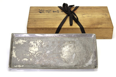 藏六造 純錫方形茗盆 （共箱）