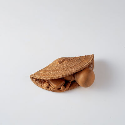 欽水刻 阿波踊 根付（共箱）