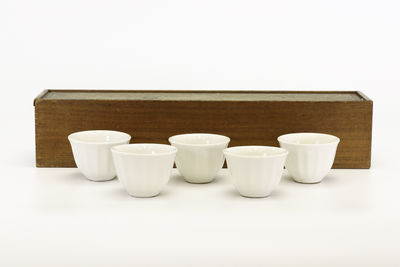 西村在銘 白瓷茶碗5客（共箱）