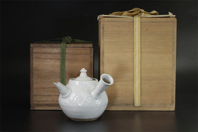 木米作 竹泉鑒 白瓷鳳凰紋急須（共箱）