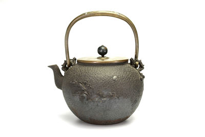 龜文堂 飛鳥明月山亭雕刻鉄瓶