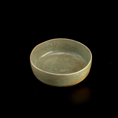 李朝　青磁水指（箱付）