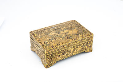 170 駒井製 金工亭台樓閣圖香盒