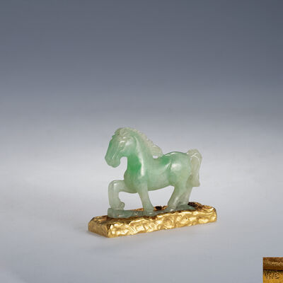 金底座玉馬 K18銘