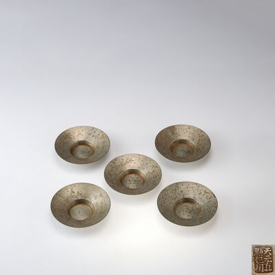 沈存周「天元真點包用」
錫五清図漢詩彫圓式茶托5客