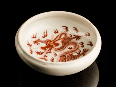 162-青花釉里紅筆洗