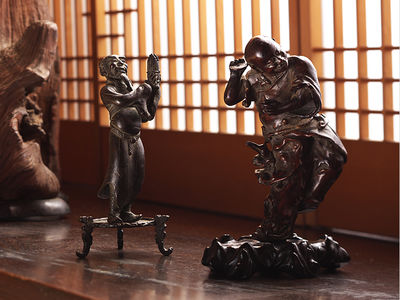 唐物　天然木　文章星　置物