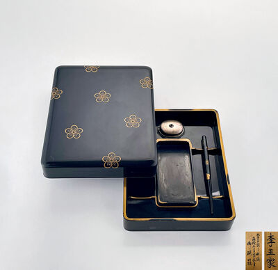 李王家旧物 李王家御紋付 蒔絵文 御硯箱（共箱）