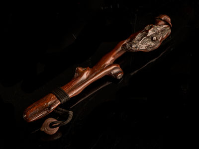 092-木彫霊芝彫如意