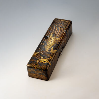 蒔絵 鯉瀧登図大文箱（箱付）