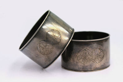 宮本造 純銀 蓋置一對 付共箱