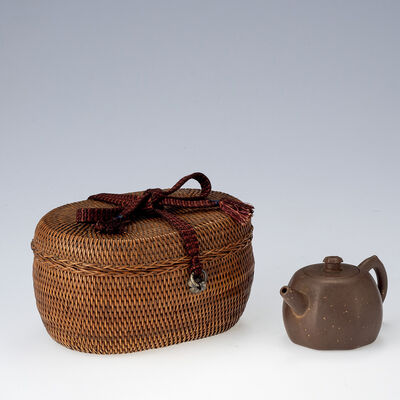 茶籠·紫泥壺 一組（木箱）