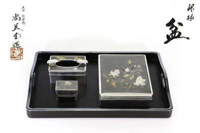 尚美堂造 金工銀椽 莨具組件（共箱）