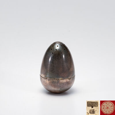 「美」在銘 純銀 卵形散香瓶（木箱）