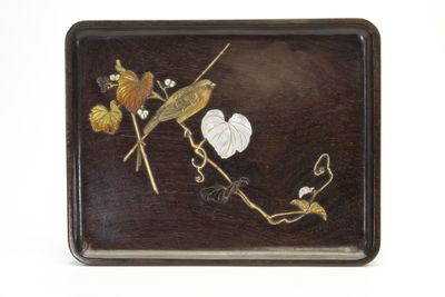 唐木花鳥象嵌香盆 在銘