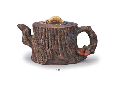 533 裴石民 灵芝人参纹紫砂壶