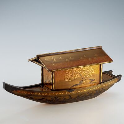 金蒔絵船置物