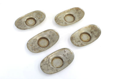 慶鐘堂造 純錫盆景紋茶托