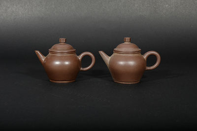 137 萬豐順記 紫砂古春壺一對