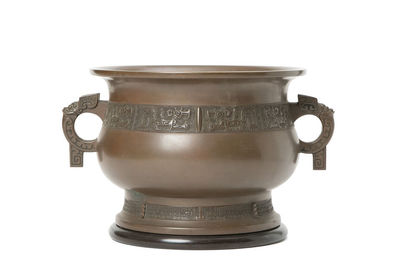 「西垣一瑳」造 青銅 饕餮紋 簋式瓶掛