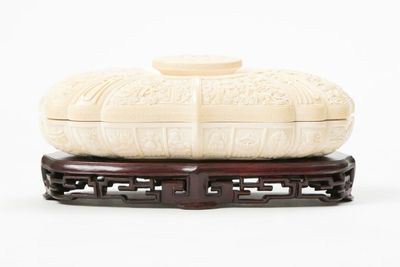 牙雕 吉祥紋 蓋盒
