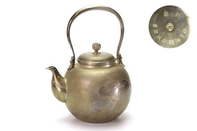 胴在銘 花紋入 純銀急須