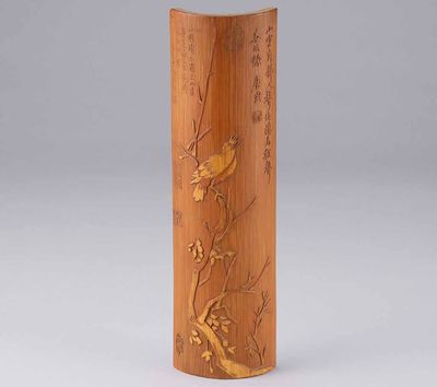 2122 唐寅图竹刻笔搁