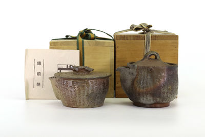 心經彫 備前燒 寶瓶2點（各共箱）