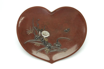 紹美造 桃心型金銀鑲嵌托盤