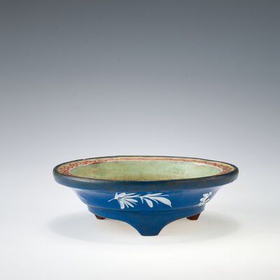 唐物　紫砂豆青水盤（箱付）