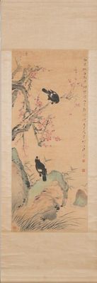 「唐雲」画 花鳥図 軸