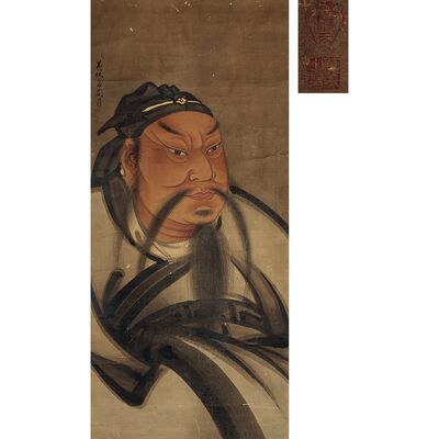 荑楊斎関月 関公像 掛軸