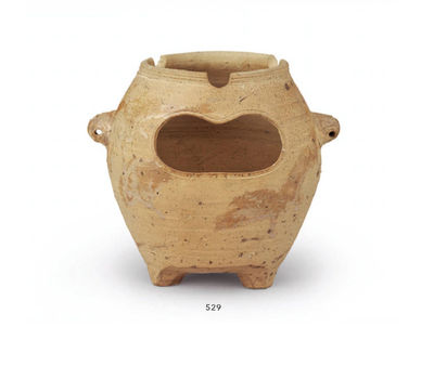529 青木木米 白泥耳付凉炉（付共箱）
