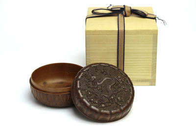 在銘 龍文木雕盒（箱付）