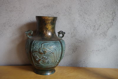 鳳凰花鳥図　花瓶 在銘