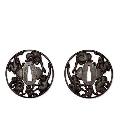 谷次良助豊久　猿図鐔